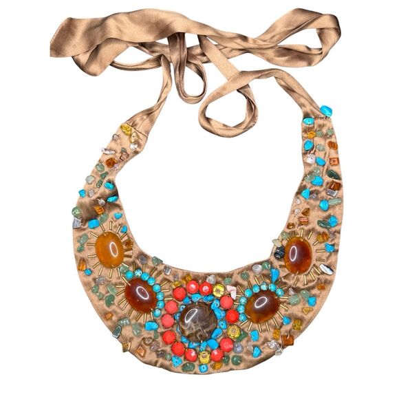 Anthropologie Beaded Bib Statement Necklace - Picture 1 of 9